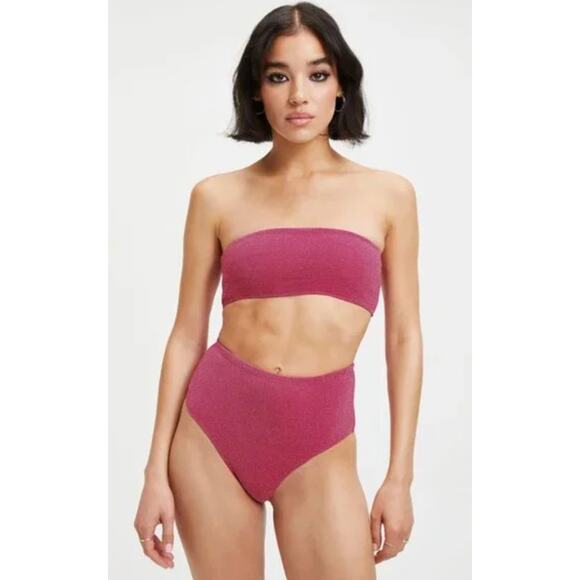 Good American Sparkle Better Band Top Swim Hawaiian Pink Plus 2x Beach Pool - Picture 9 of 9